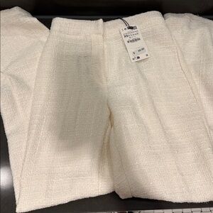 Zara structured slit pants cream beige off white ecru 7484/022